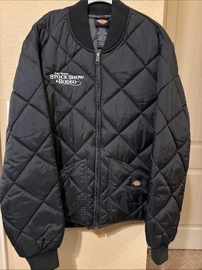 Dickies Black Quilted MensPuffer Jacket with Stock Show & Rodeo Embroidered
